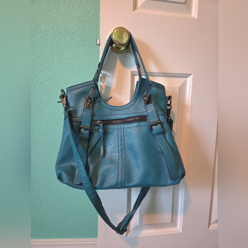 Black Rivet Teal Shoulder Bag